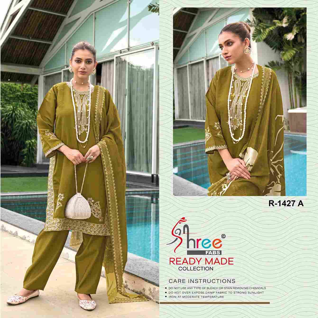 Shree Fabs Hit Design R-1427 Colours By Shree Fabs R-1427-A To R-1427-D Series Beautiful Pakistani Suits Colorful Stylish Fancy Casual Wear Viscose Silk Dresses At Wholesale Price