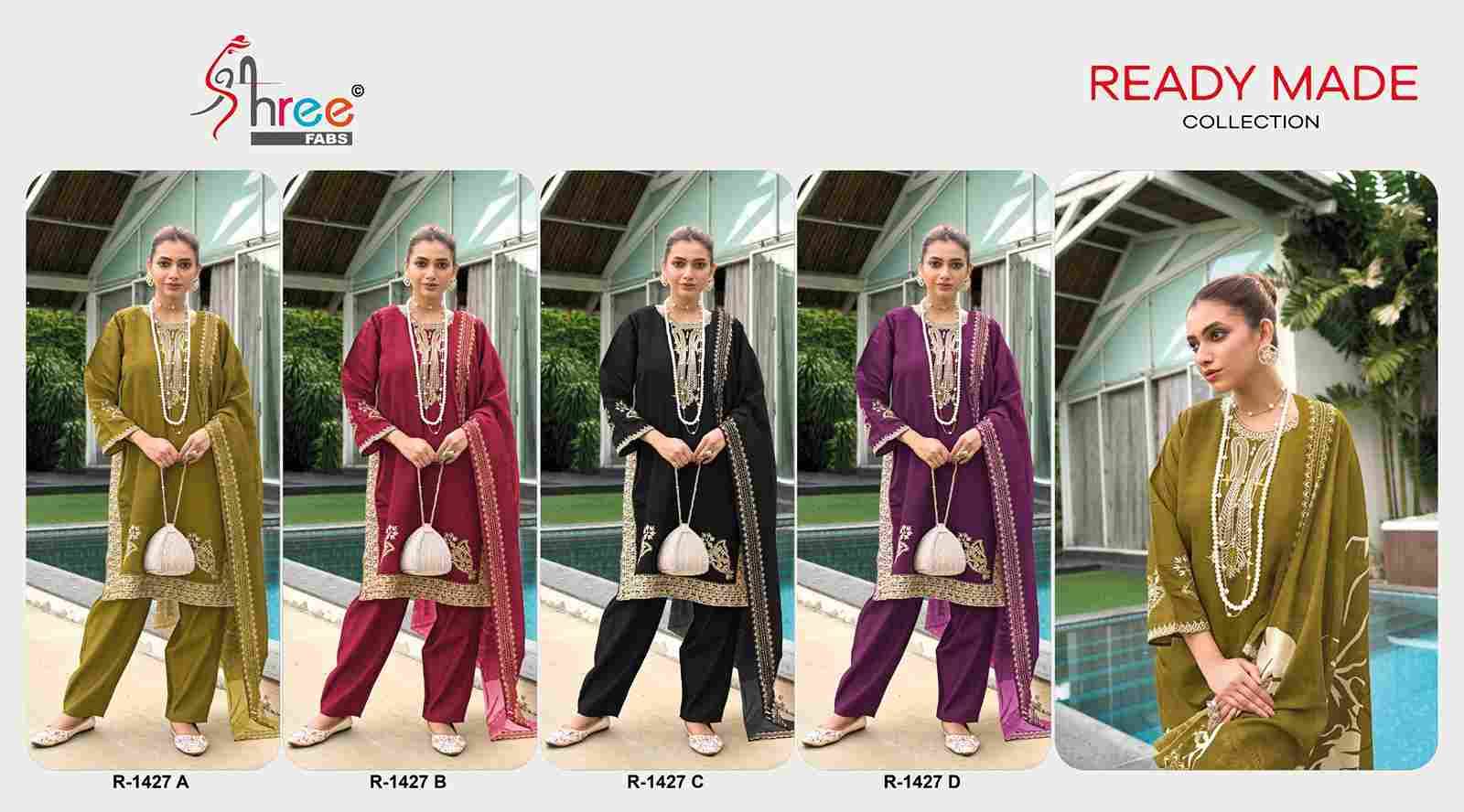 Shree Fabs Hit Design R-1427 Colours By Shree Fabs R-1427-A To R-1427-D Series Beautiful Pakistani Suits Colorful Stylish Fancy Casual Wear Viscose Silk Dresses At Wholesale Price