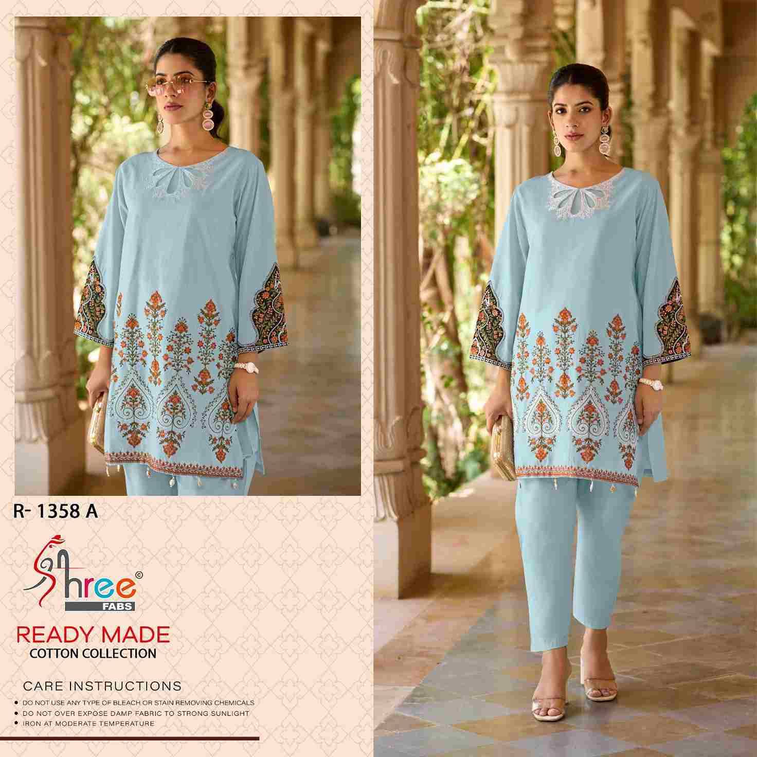 Shree Fabs Hit Design R-1358 Colours By Shree Fabs R-1358-A To R-1358-D Series Wholesale Designer Pakistani Suits Collection Beautiful Stylish Fancy Colorful Party Wear & Occasional Wear Cambric Lawn Cotton Kurtis With Bottom At Wholesale Price