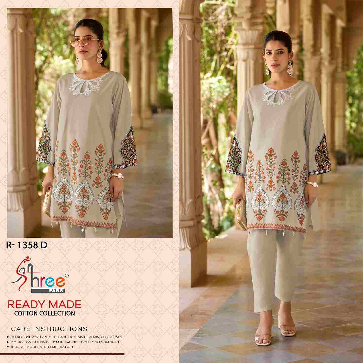 Shree Fabs Hit Design R-1358 Colours By Shree Fabs R-1358-A To R-1358-D Series Wholesale Designer Pakistani Suits Collection Beautiful Stylish Fancy Colorful Party Wear & Occasional Wear Cambric Lawn Cotton Kurtis With Bottom At Wholesale Price