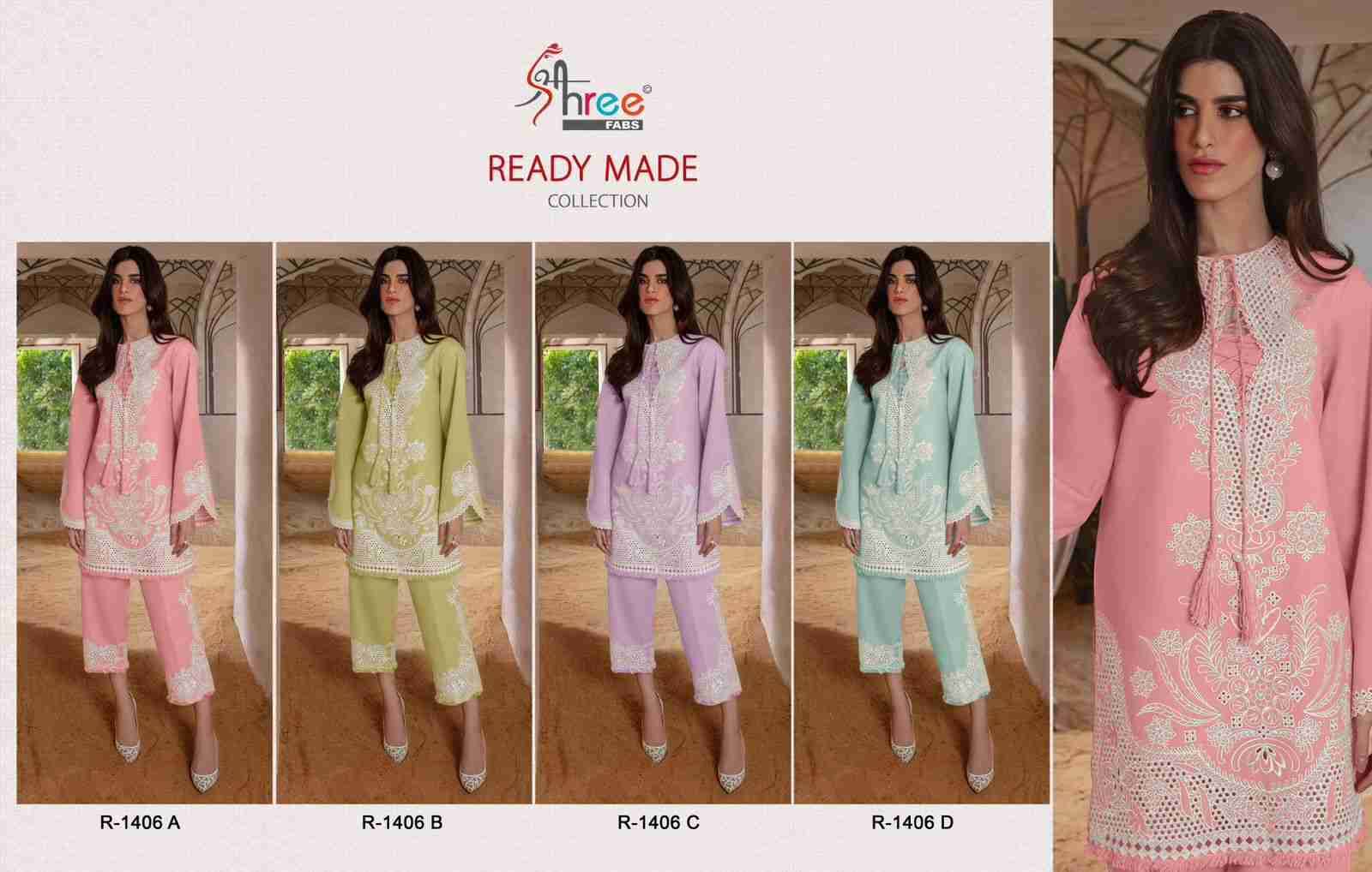 Shree Fabs Hit Design R-1406 Colours By Shree Fabs R-1406-A To R-1406-D Series Wholesale Designer Pakistani Suits Collection Beautiful Stylish Fancy Colorful Party Wear & Occasional Wear Cambric Lawn Cotton Kurtis With Bottom At Wholesale Price