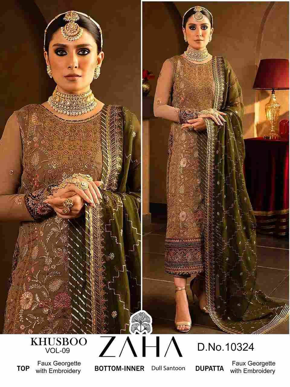 Khusboo Vol-9 By Zaha 10323 To 10325 Series Beautiful Pakistani Suits Colorful Stylish Fancy Casual Wear & Ethnic Wear Faux Georgette Embroidered Dresses At Wholesale Price