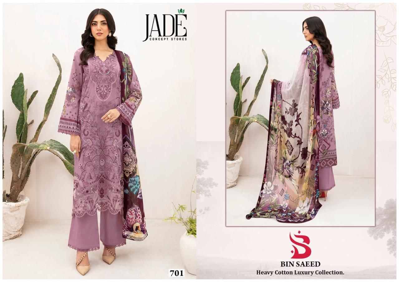 Bin Saeed Vol-7 By Jade 701 To 706 Series Beautiful Festive Suits Stylish Fancy Colorful Casual Wear & Ethnic Wear Pure Lawn Cotton Print Dresses At Wholesale Price