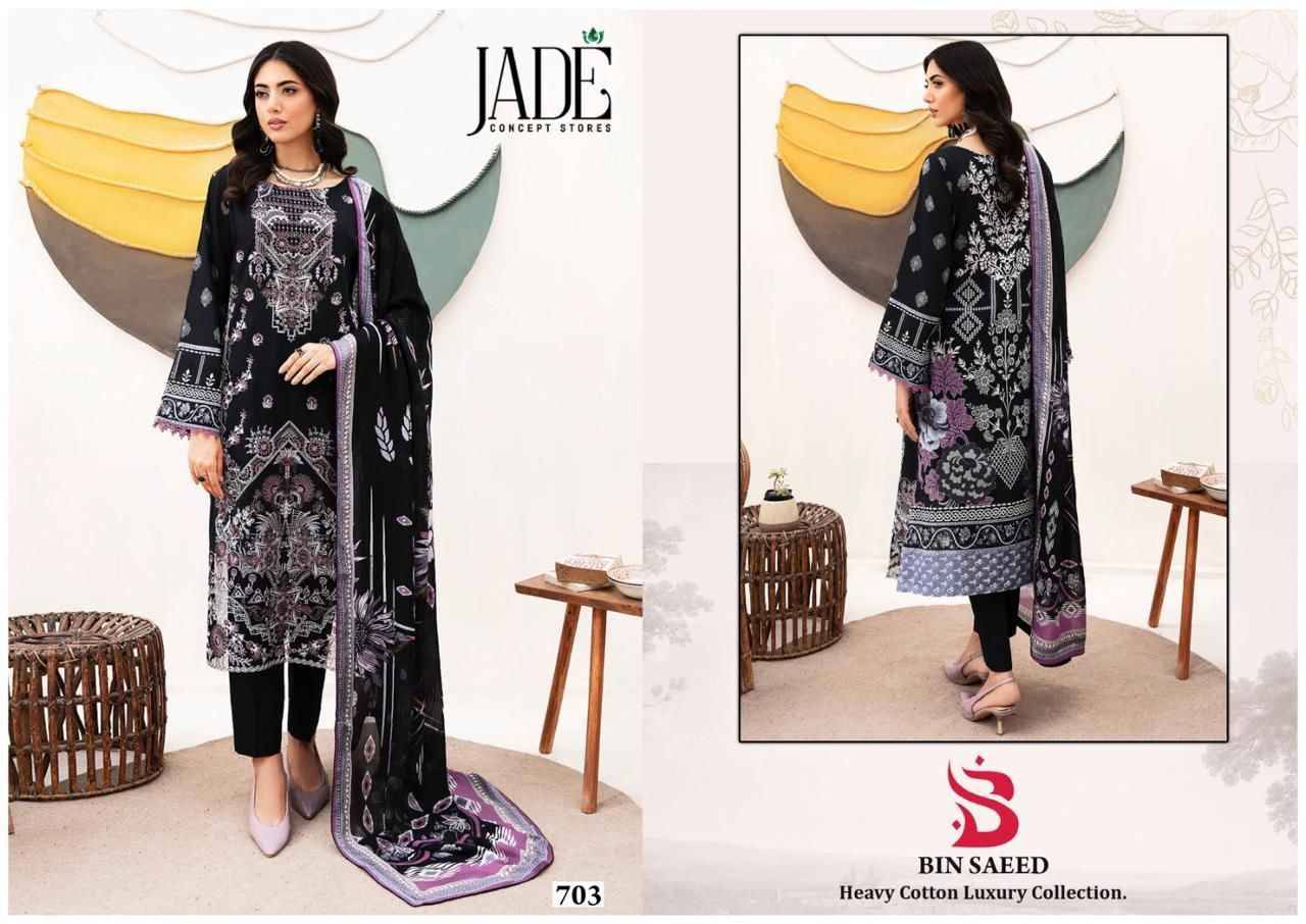 Bin Saeed Vol-7 By Jade 701 To 706 Series Beautiful Festive Suits Stylish Fancy Colorful Casual Wear & Ethnic Wear Pure Lawn Cotton Print Dresses At Wholesale Price