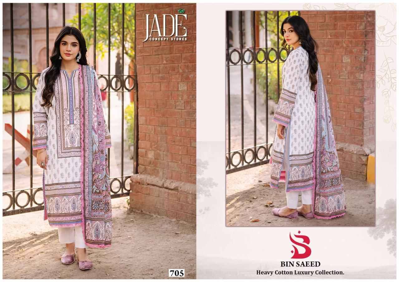 Bin Saeed Vol-7 By Jade 701 To 706 Series Beautiful Festive Suits Stylish Fancy Colorful Casual Wear & Ethnic Wear Pure Lawn Cotton Print Dresses At Wholesale Price