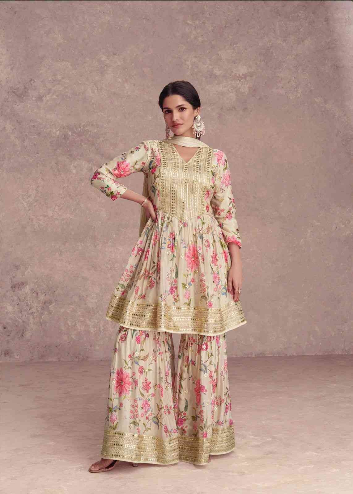 Vanshika By Gulkayra Designer 7472-A To 7472-D Series Beautiful Sharara Suits Colorful Stylish Fancy Casual Wear & Ethnic Wear Chinnon Dresses At Wholesale Price