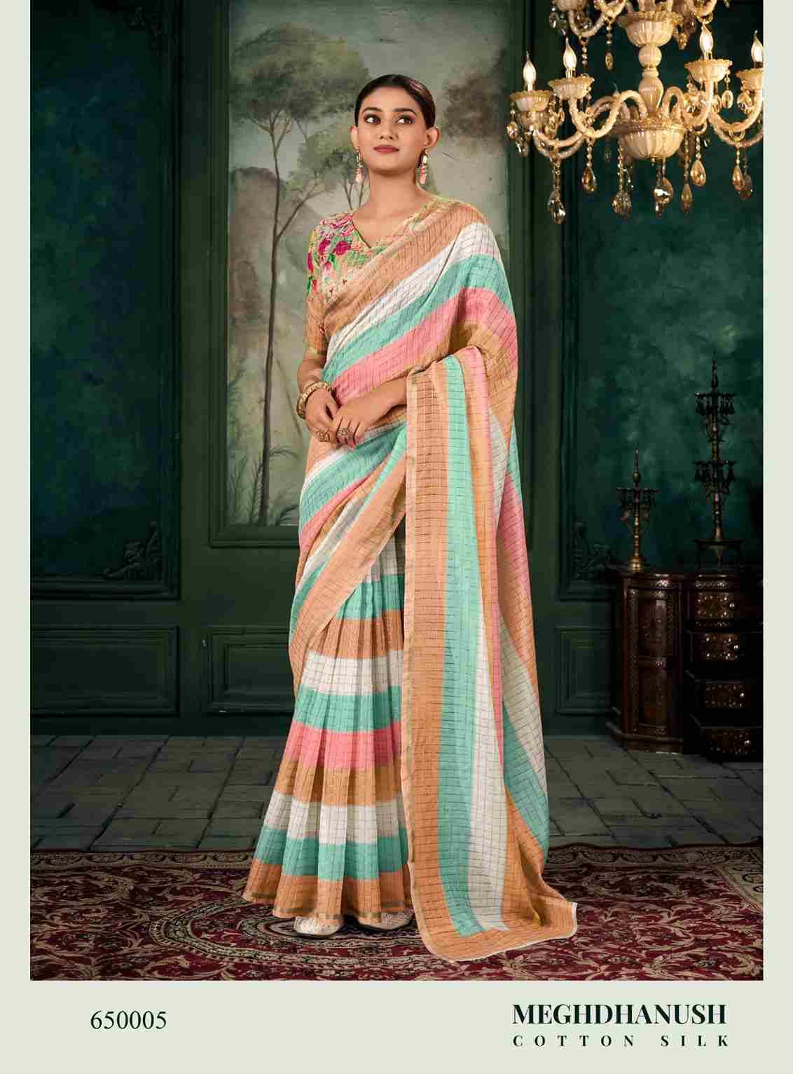 Meghdhanush By Rajpath 650001 To 650007 Series Indian Traditional Wear Collection Beautiful Stylish Fancy Colorful Party Wear & Occasional Wear Chanderi Linen Sarees At Wholesale Price