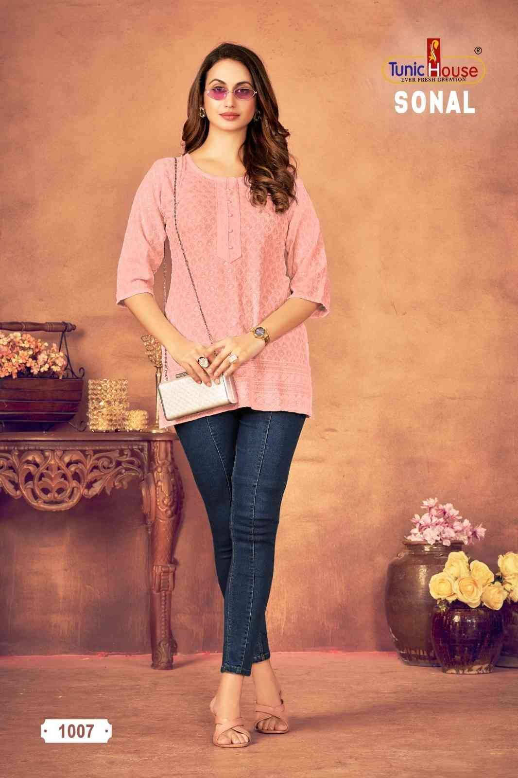 Sonal By Tunic House Designer Stylish Fancy Colorful Beautiful Party Wear & Ethnic Wear Collection Viscose Rayon With Work Tops At Wholesale Price