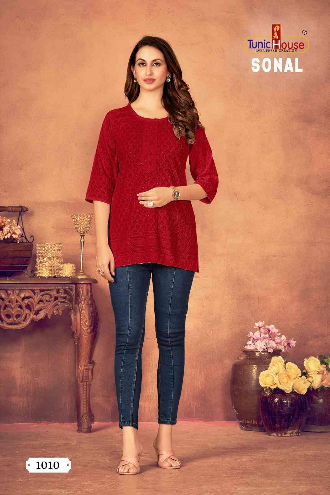 Sonal By Tunic House Designer Stylish Fancy Colorful Beautiful Party Wear & Ethnic Wear Collection Viscose Rayon With Work Tops At Wholesale Price