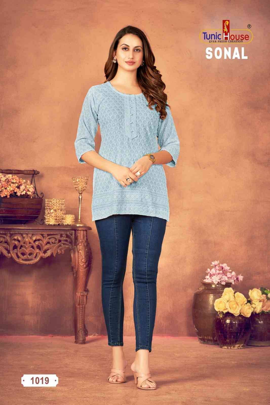 Sonal By Tunic House Designer Stylish Fancy Colorful Beautiful Party Wear & Ethnic Wear Collection Viscose Rayon With Work Tops At Wholesale Price