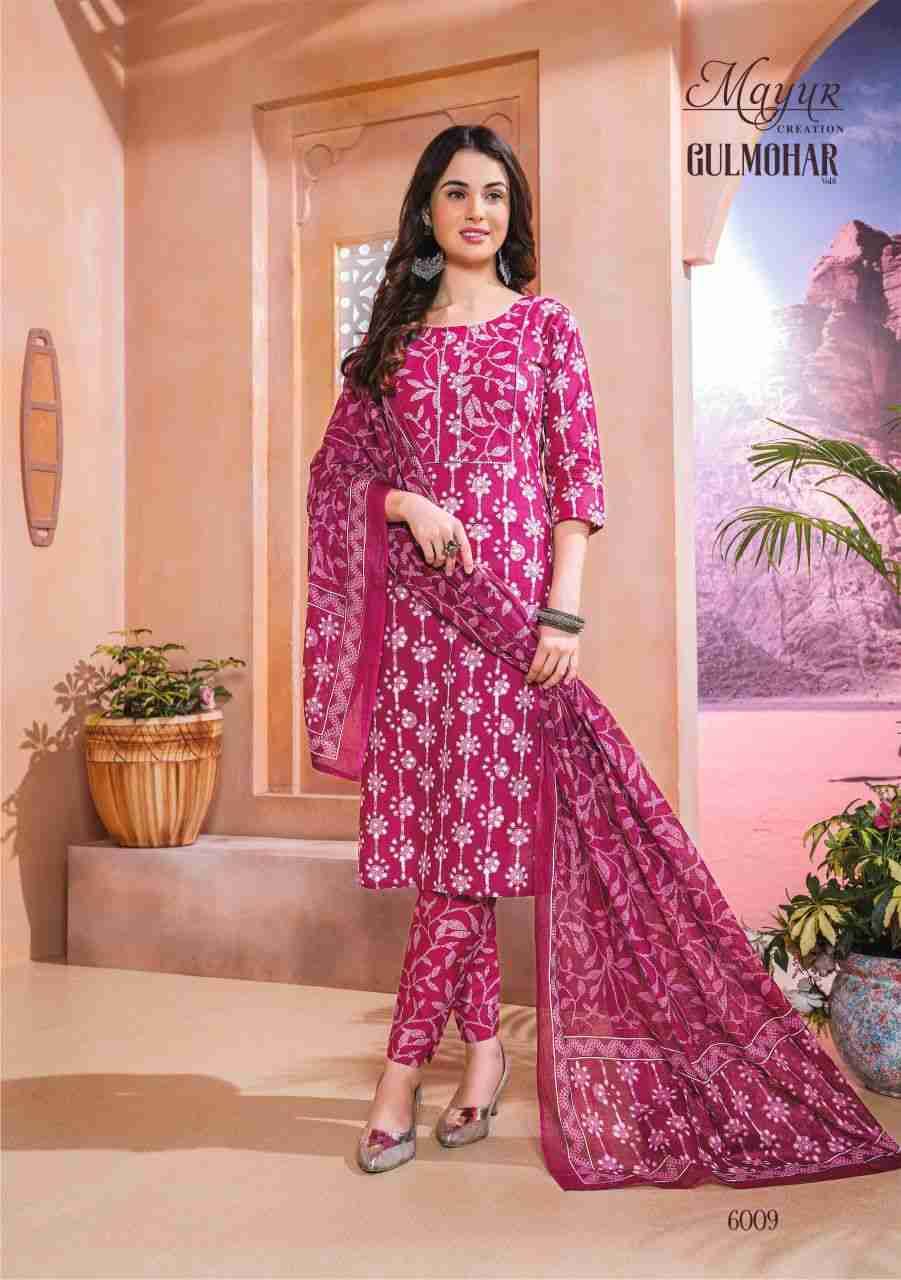 Gulmohar Vol-6 By Mayur Creation 6001 To 6010 Series Beautiful Festive Suits Colorful Stylish Fancy Casual Wear & Ethnic Wear Pure Cotton Print Dresses At Wholesale Price