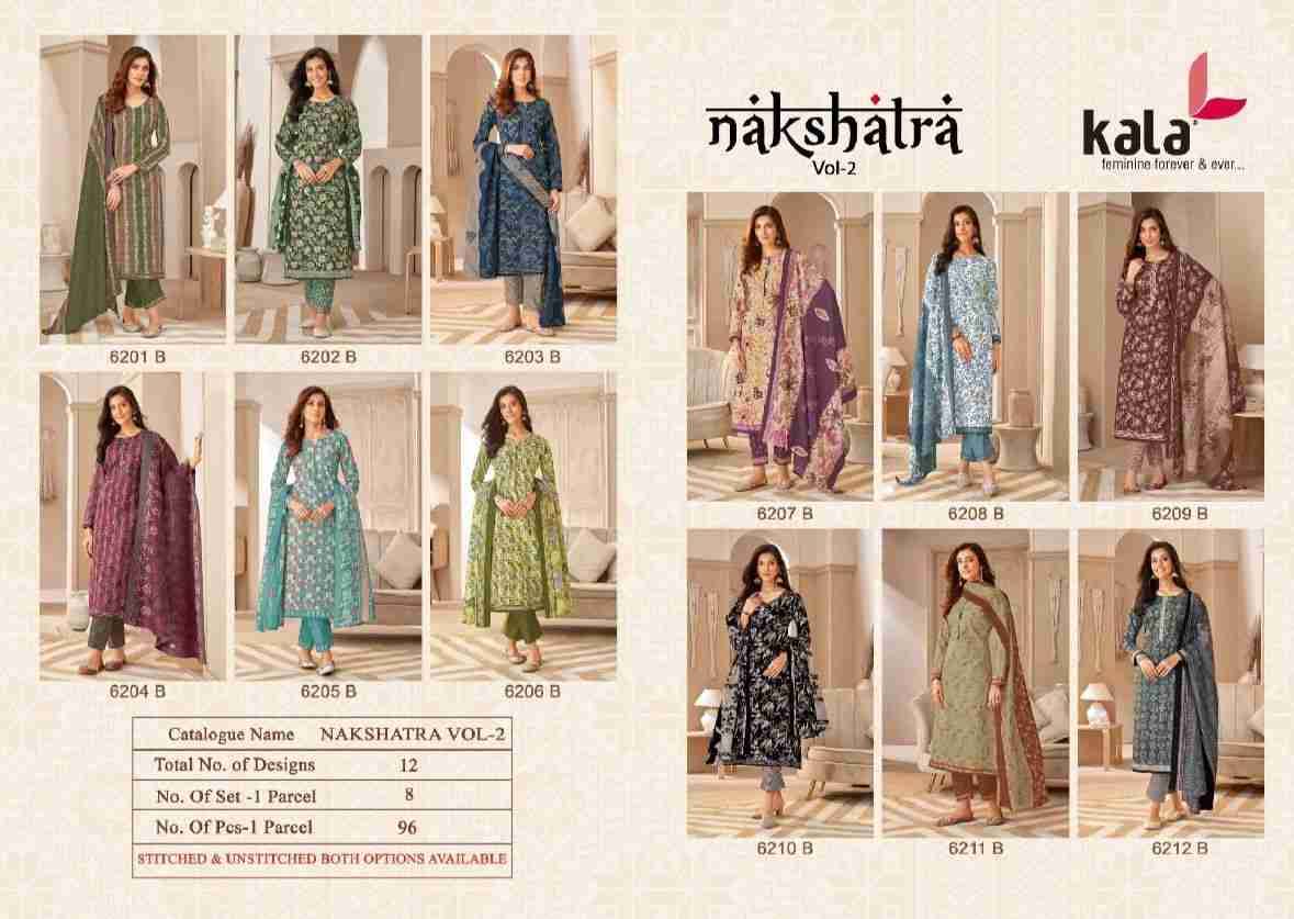 Nakshatra Vol-2 By Kala 6201-B To 6212-B Series Beautiful Festive Suits Colorful Stylish Fancy Casual Wear & Ethnic Wear Pure Cotton Print Dresses At Wholesale Price