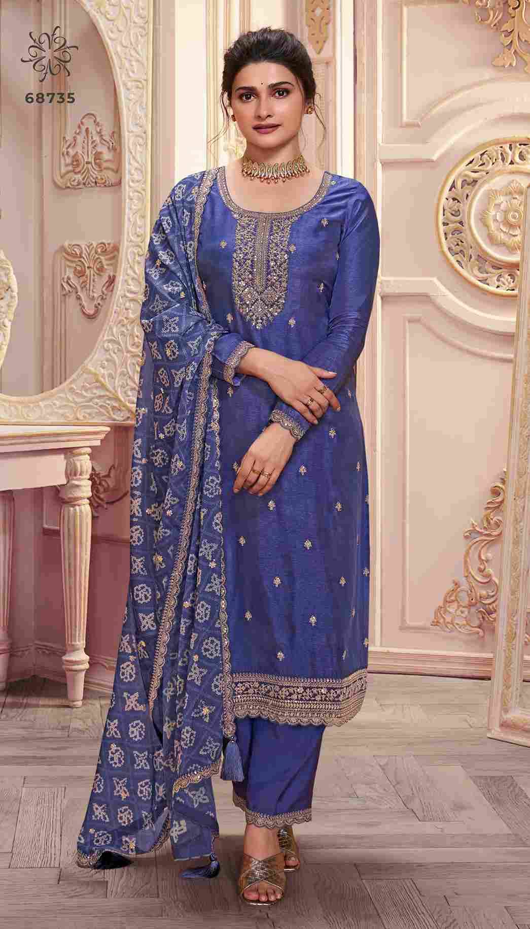 Saanjh By Vinay Fashion 68731 To 68736 Series Designer Festive Festive Suits Collection Beautiful Stylish Fancy Colorful Party Wear & Occasional Wear Silk Georgette Dresses At Wholesale Price