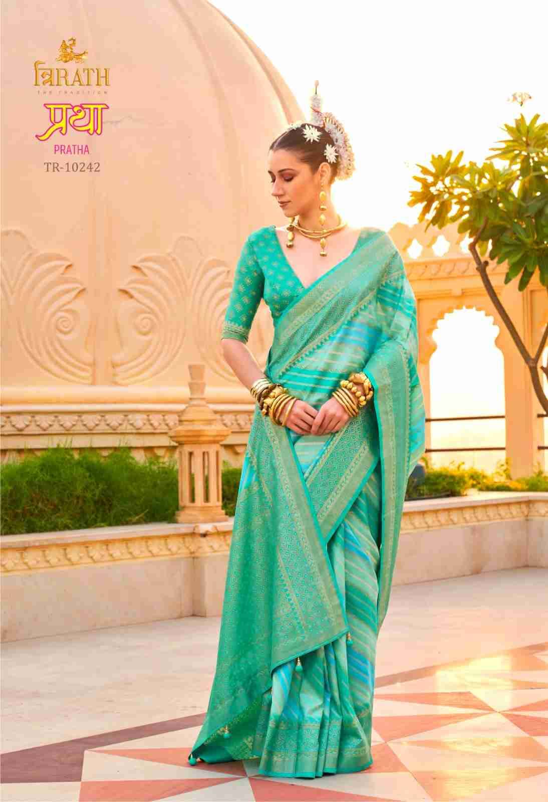 Pratha By Trirath 10237 To 10247 Series Indian Traditional Wear Collection Beautiful Stylish Fancy Colorful Party Wear & Occasional Wear Vichitra Silk Sarees At Wholesale Price