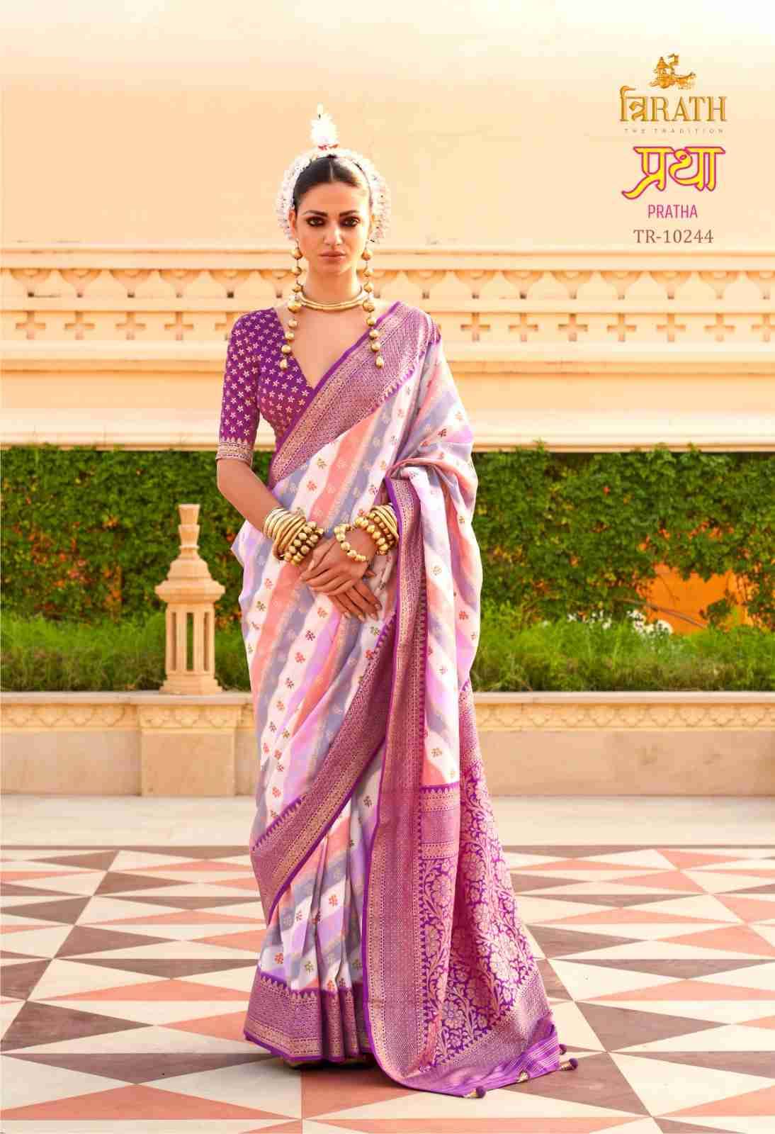 Pratha By Trirath 10237 To 10247 Series Indian Traditional Wear Collection Beautiful Stylish Fancy Colorful Party Wear & Occasional Wear Vichitra Silk Sarees At Wholesale Price