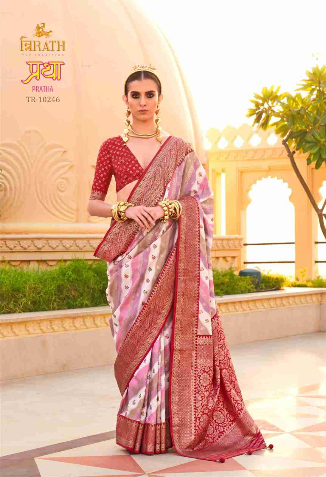 Pratha By Trirath 10237 To 10247 Series Indian Traditional Wear Collection Beautiful Stylish Fancy Colorful Party Wear & Occasional Wear Vichitra Silk Sarees At Wholesale Price