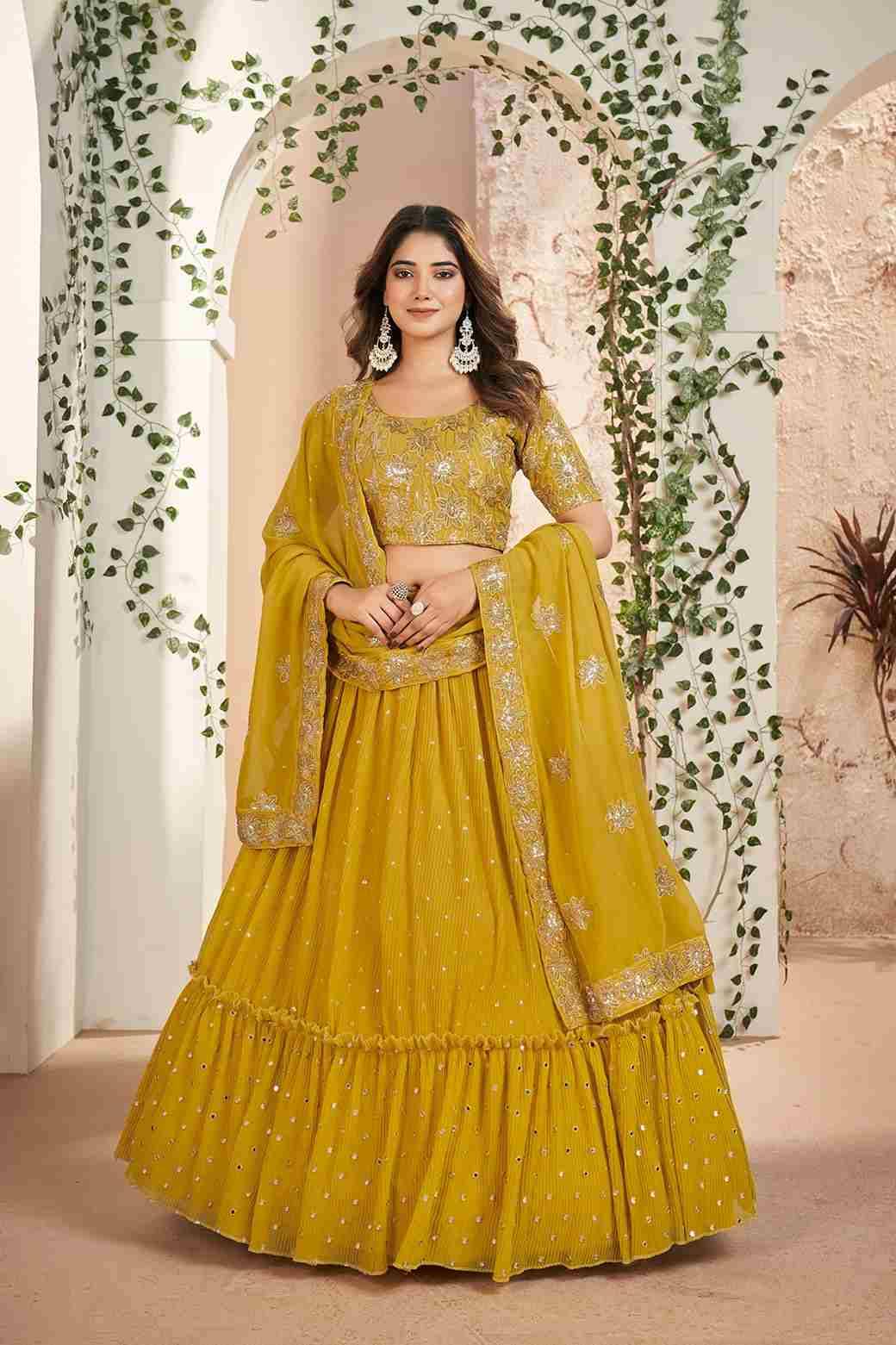 Gulkanya Vol-5 By Gulkanya Style 5001 To 5005 Series Festive Wear Collection Beautiful Stylish Colorful Fancy Party Wear & Occasional Wear Faux Georgette Lehengas At Wholesale Price