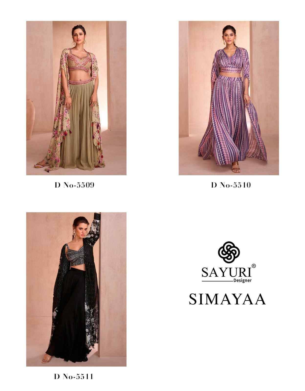 Simayaa By Sayuri 5509 To 5511 Series Designer Stylish Fancy Colorful Beautiful Party Wear & Ethnic Wear Collection Chinnon Silk/Georgette Tops With Bottom At Wholesale Price