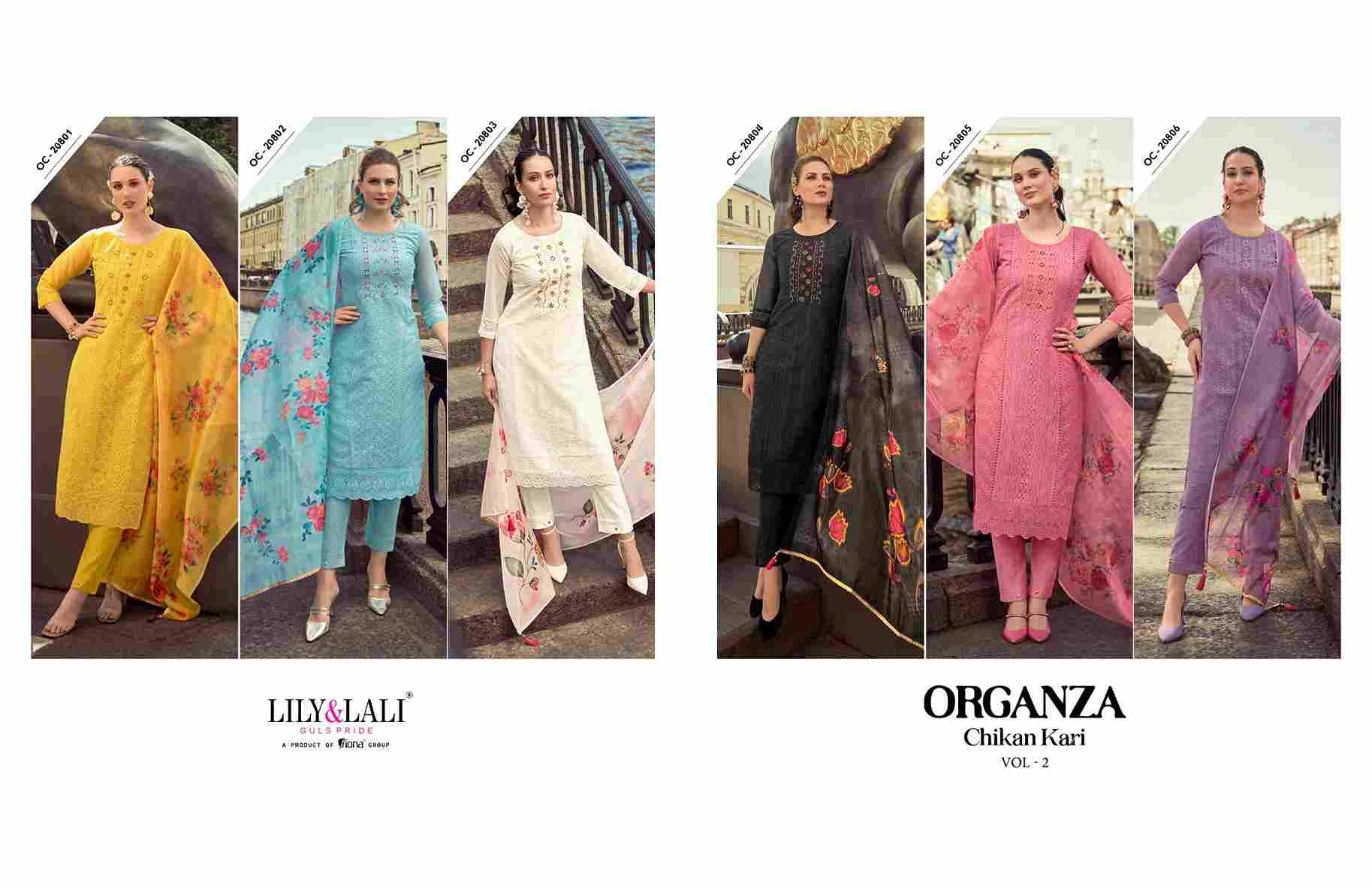 Organza Chikan Kari Vol-2 By Lily And Lali 20801 To 20806 Series Beautiful Festive Suits Colorful Stylish Fancy Casual Wear & Ethnic Wear Pure Organza Dresses At Wholesale Price