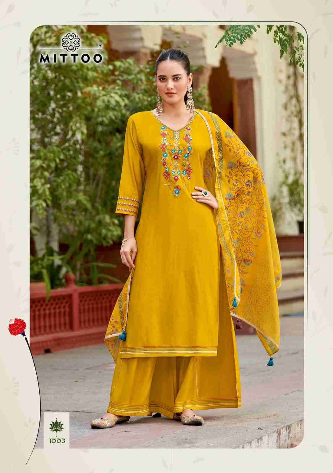 Vaidehi By Mittoo 1001 To 1006 Series Beautiful Festive Suits Colorful Stylish Fancy Casual Wear & Ethnic Wear Pure Rayon Dresses At Wholesale Price