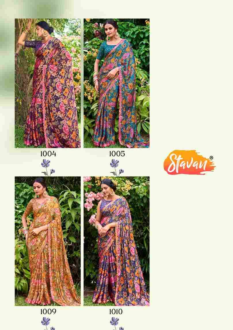 Feena By Stavan 1001 To 1010 Series Indian Traditional Wear Collection Beautiful Stylish Fancy Colorful Party Wear & Occasional Wear Velvet Chiffon Sarees At Wholesale Price