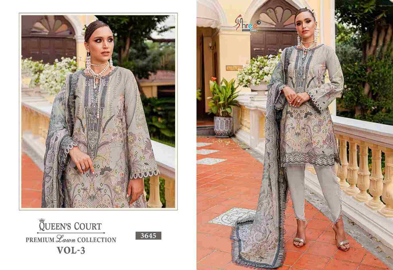 Queens Court Premium Lawn Collection Vol-3 By Shree Fabs 3644 To 3647 Series Designer Pakistani Suits Beautiful Stylish Fancy Colorful Party Wear & Occasional Wear Pure Cotton Print Embroidered Dresses At Wholesale Price