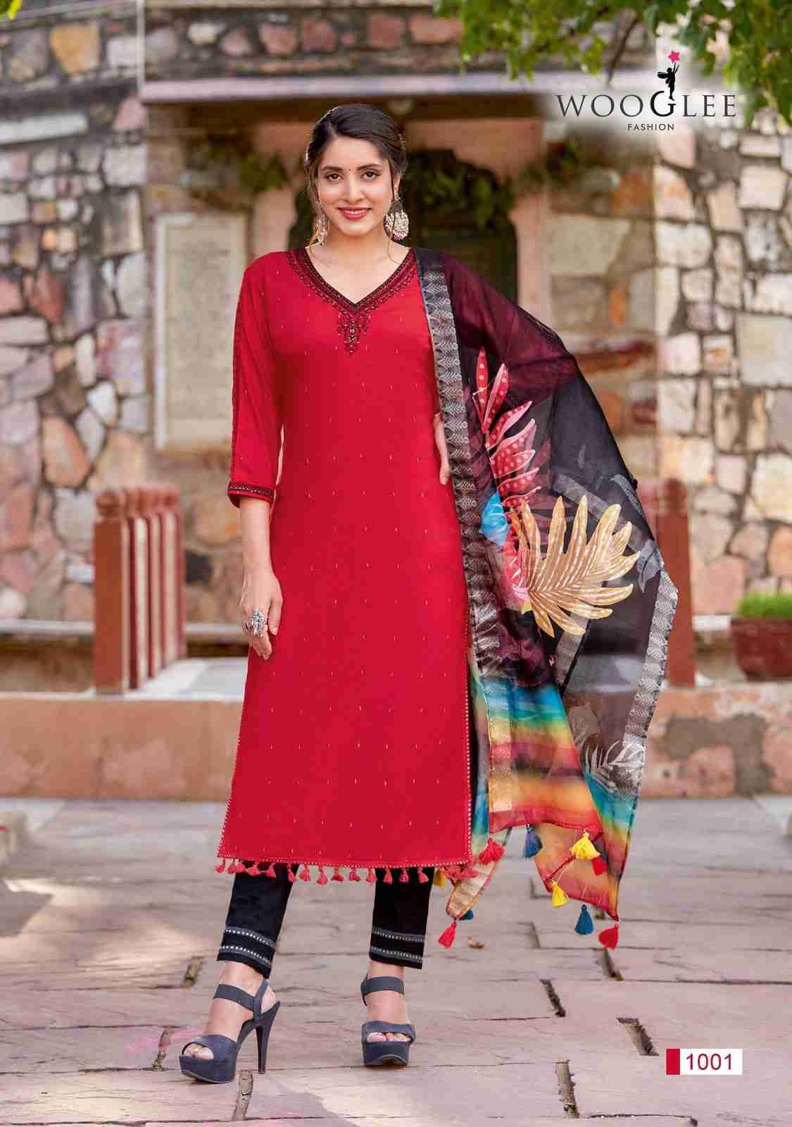 Lamha By Wooglee 1001 To 1004 Series Beautiful Festive Suits Colorful Stylish Fancy Casual Wear & Ethnic Wear Rayon Dresses At Wholesale Price