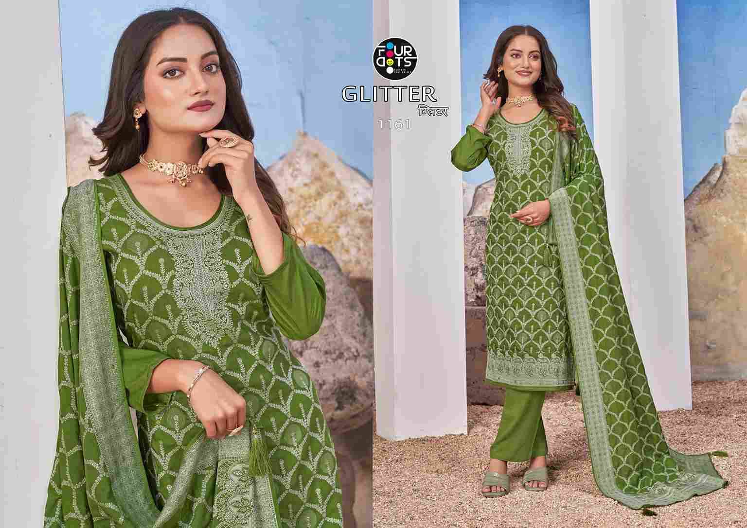 Glitter By Four Dots 1161 To 1166 Series Beautiful Festive Suits Colorful Stylish Fancy Casual Wear & Ethnic Wear Pure Muslin Jacquard Dresses At Wholesale Price