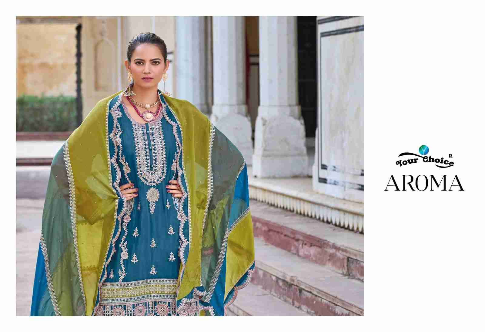 Aroma By Your Choice 1001 To 1003 Series Festive Suits Beautiful Fancy Colorful Stylish Party Wear & Occasional Wear Pure Chinnon Dresses At Wholesale Price