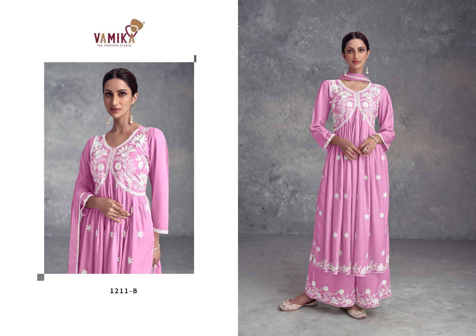 Aadhira Vol-10 By Vamika 1211-A To 1211-E Series Beautiful Festive Suits Colorful Stylish Fancy Casual Wear & Ethnic Wear Pure Viscose Rayon Embroidery Dresses At Wholesale Price