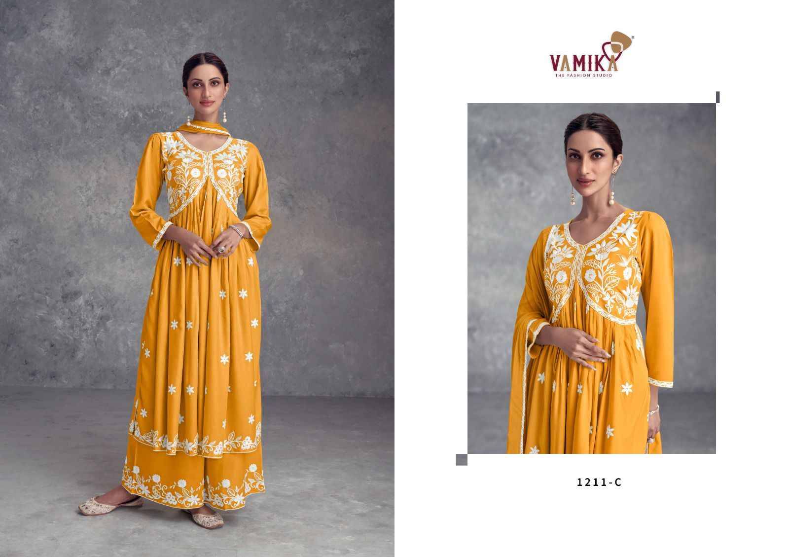 Aadhira Vol-10 By Vamika 1211-A To 1211-E Series Beautiful Festive Suits Colorful Stylish Fancy Casual Wear & Ethnic Wear Pure Viscose Rayon Embroidery Dresses At Wholesale Price