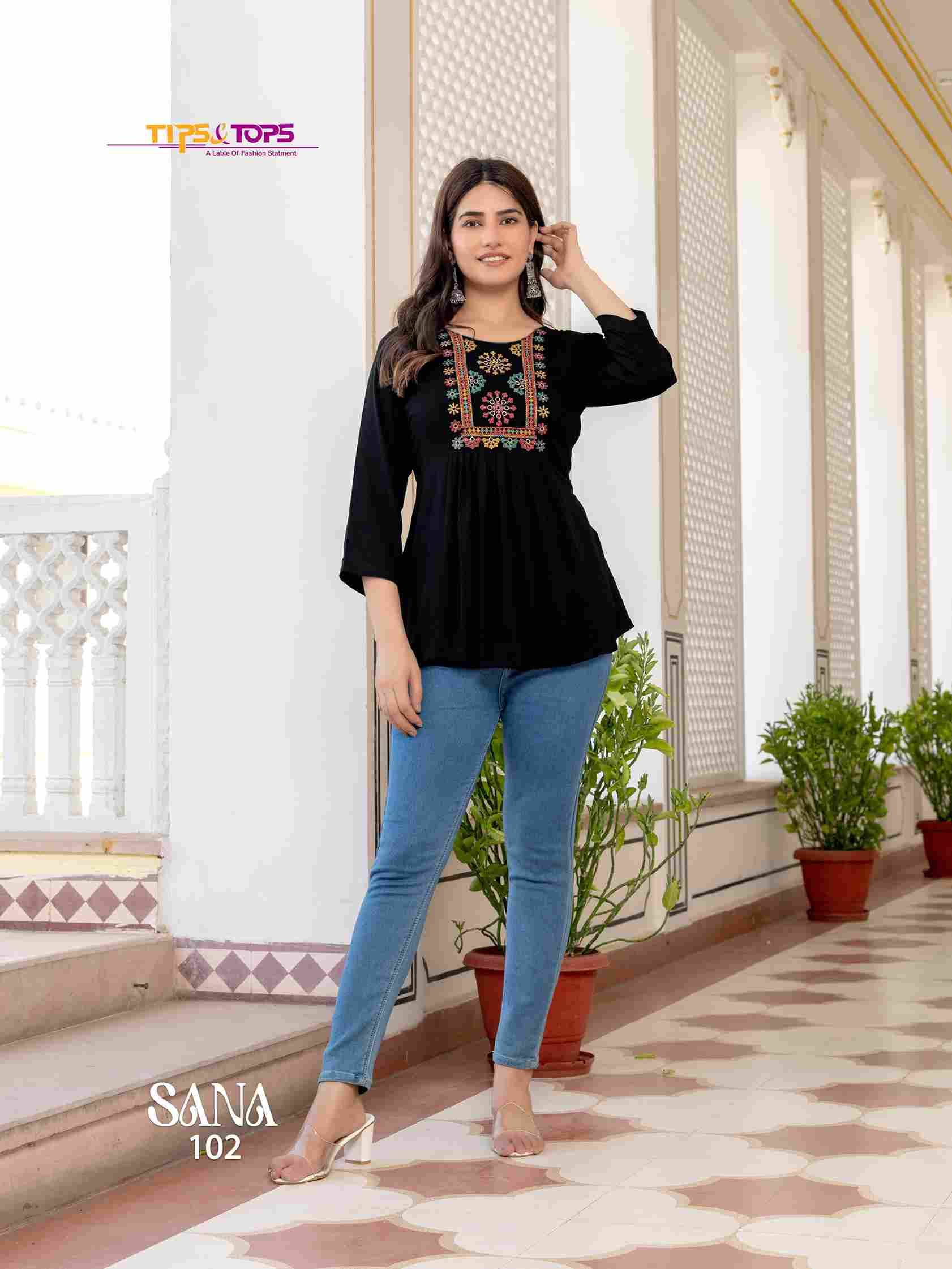 Sana Vol-3 By Tips And Tops 101 To 108 Series Designer Stylish Fancy Colorful Beautiful Party Wear & Ethnic Wear Collection Rayon Tops At Wholesale Price