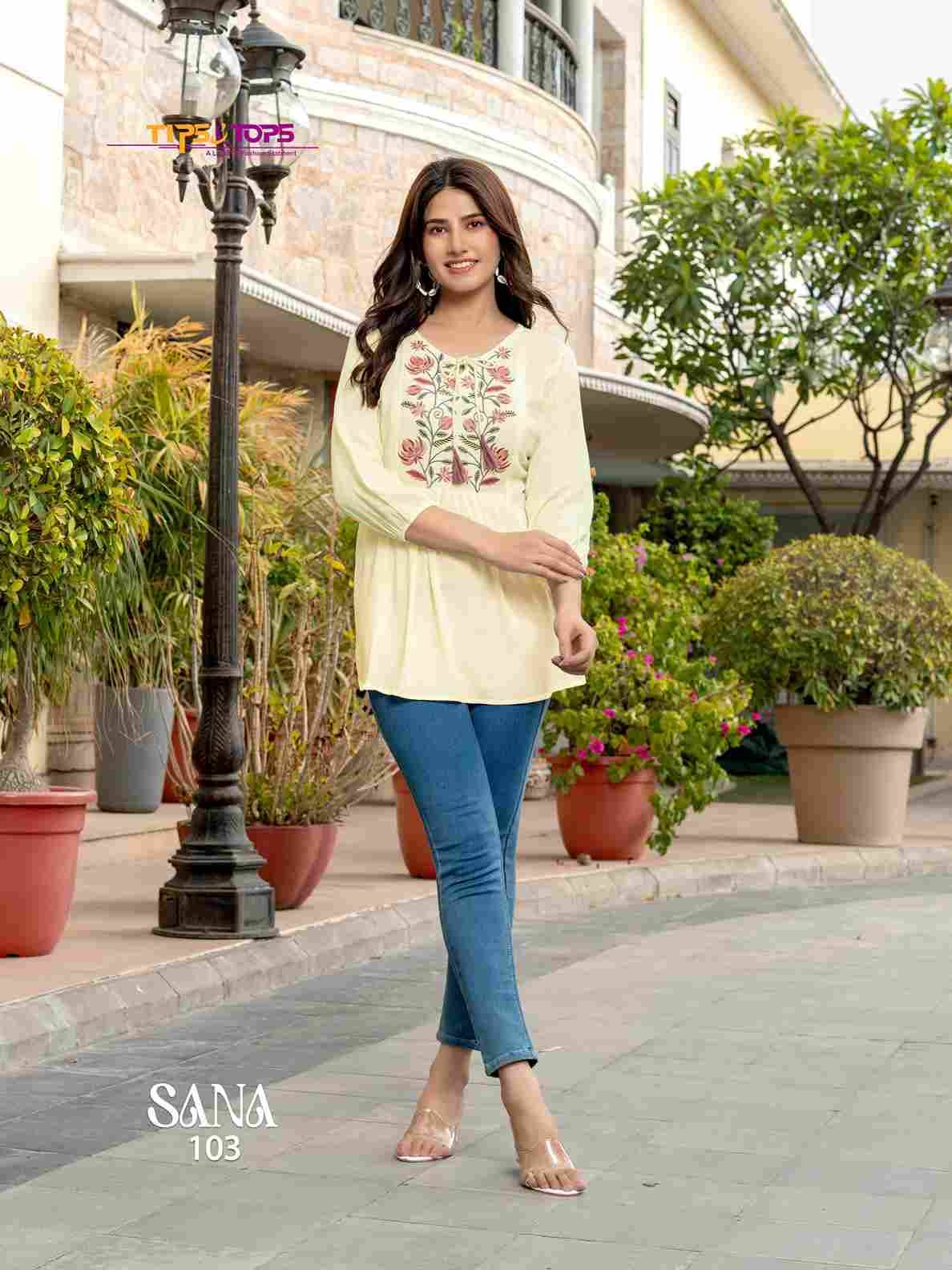 Sana Vol-3 By Tips And Tops 101 To 108 Series Designer Stylish Fancy Colorful Beautiful Party Wear & Ethnic Wear Collection Rayon Tops At Wholesale Price