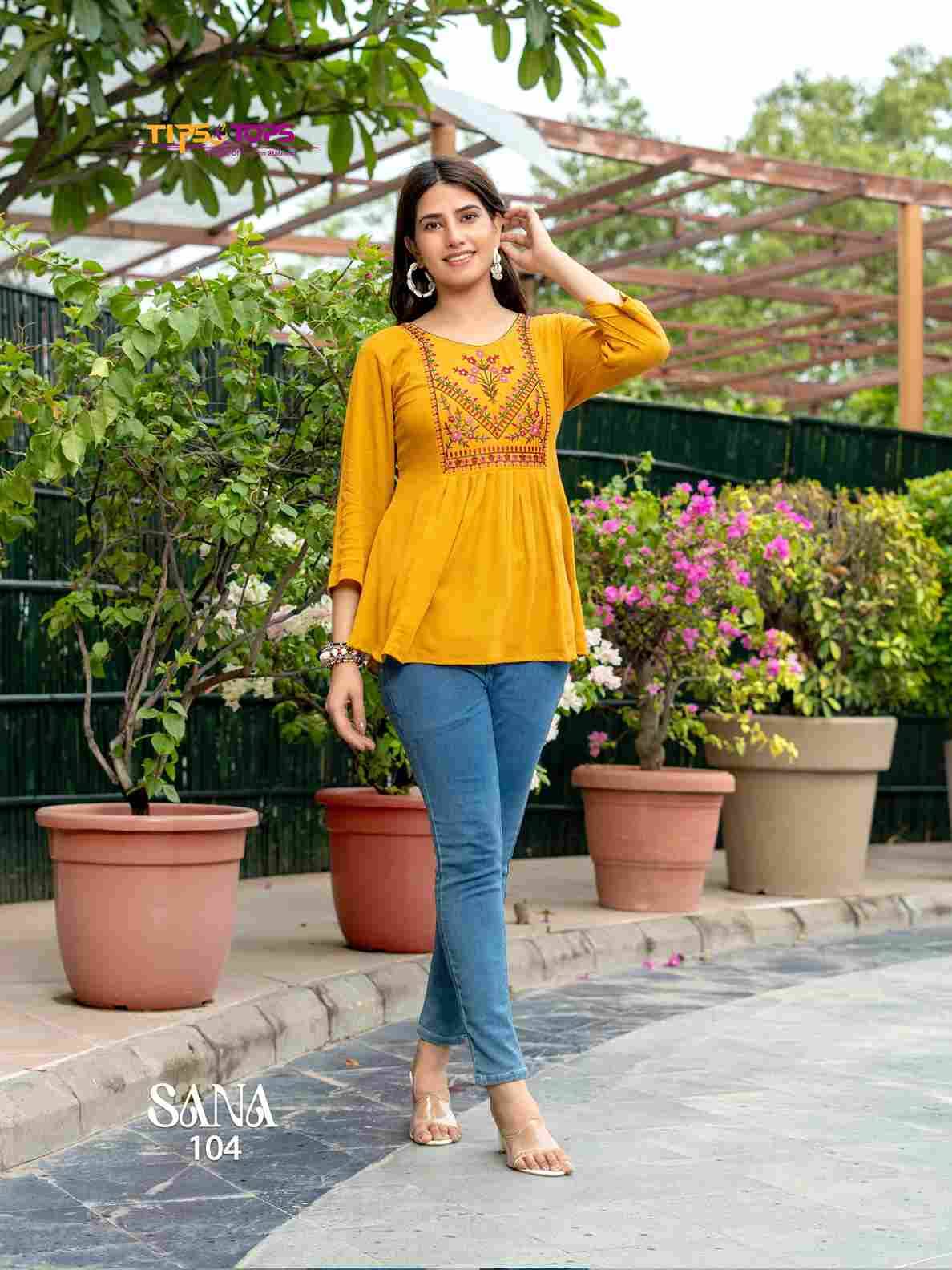 Sana Vol-3 By Tips And Tops 101 To 108 Series Designer Stylish Fancy Colorful Beautiful Party Wear & Ethnic Wear Collection Rayon Tops At Wholesale Price