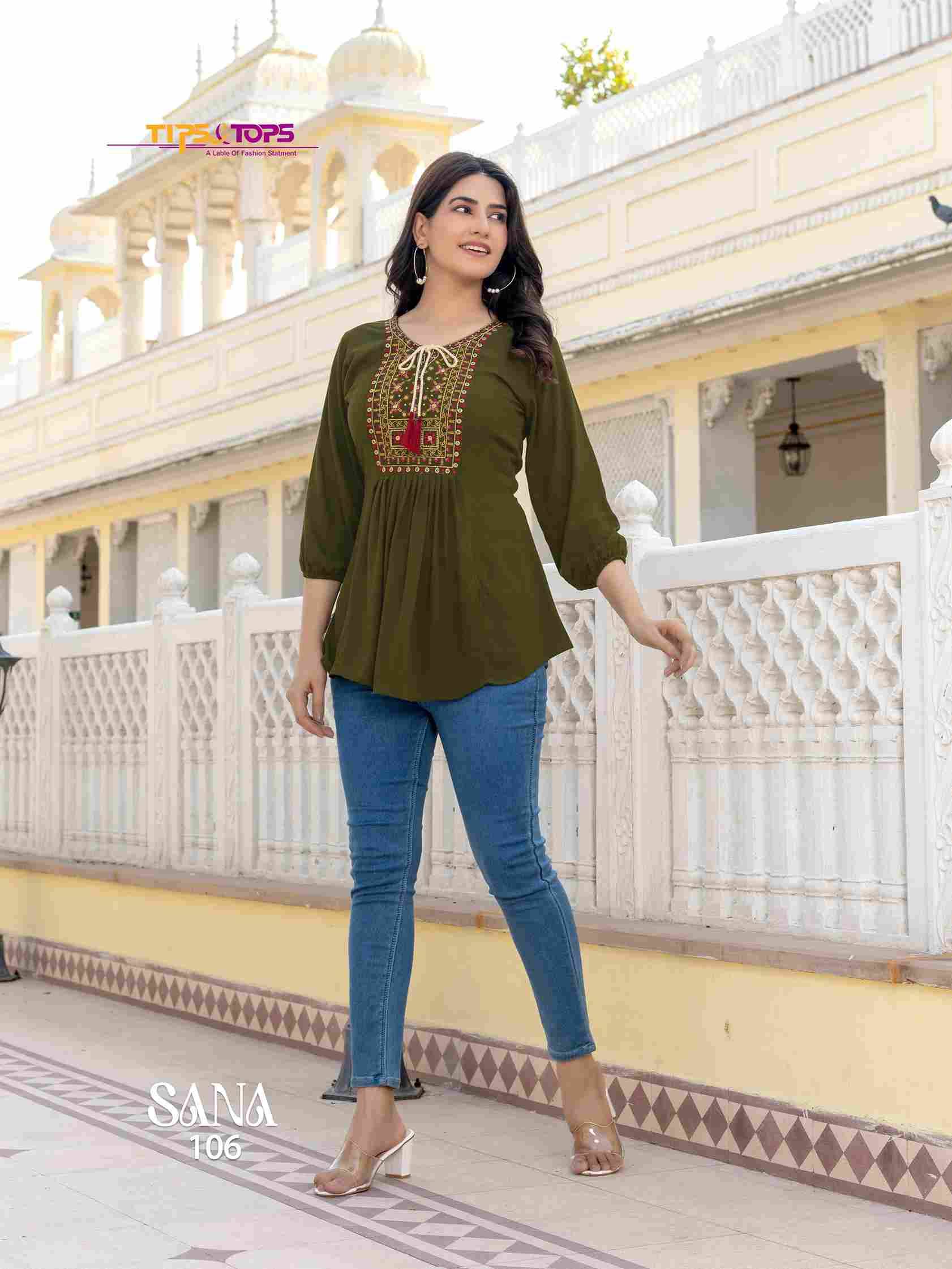 Sana Vol-3 By Tips And Tops 101 To 108 Series Designer Stylish Fancy Colorful Beautiful Party Wear & Ethnic Wear Collection Rayon Tops At Wholesale Price