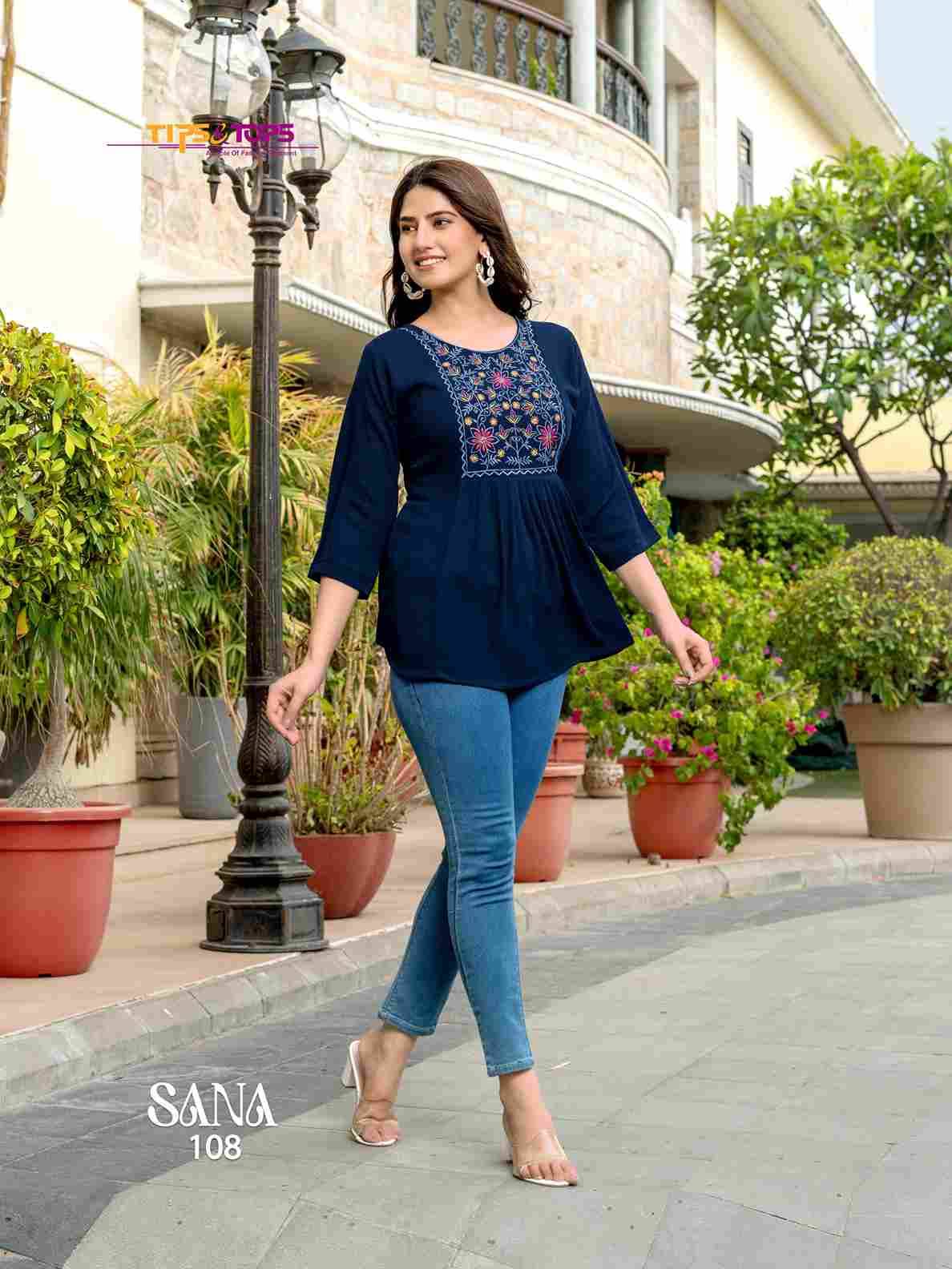 Sana Vol-3 By Tips And Tops 101 To 108 Series Designer Stylish Fancy Colorful Beautiful Party Wear & Ethnic Wear Collection Rayon Tops At Wholesale Price