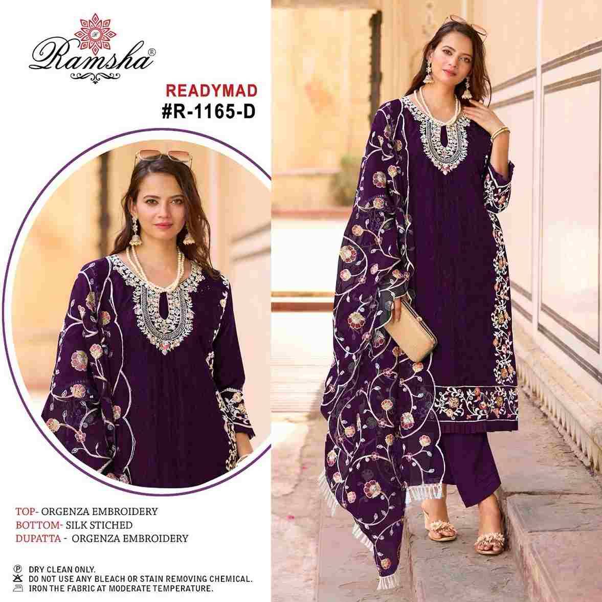 Ramsha 1165 Colours By Ramsha 1165-A To 1165-D Series Beautiful Pakistani Suits Colorful Stylish Fancy Casual Wear & Ethnic Wear Organza Dresses At Wholesale Price