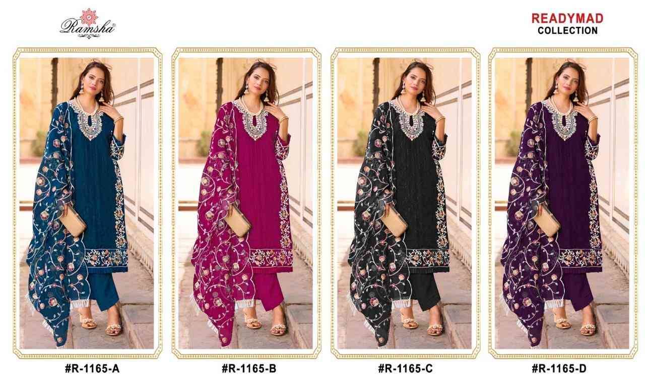 Ramsha 1165 Colours By Ramsha 1165-A To 1165-D Series Beautiful Pakistani Suits Colorful Stylish Fancy Casual Wear & Ethnic Wear Organza Dresses At Wholesale Price