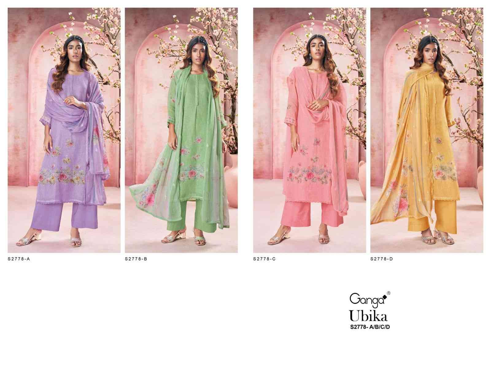 Ubika-2778 By Ganga Fashion 2778-A To 2778-D Series Beautiful Festive Suits Colorful Stylish Fancy Casual Wear & Ethnic Wear Pure Linen Dresses At Wholesale Price