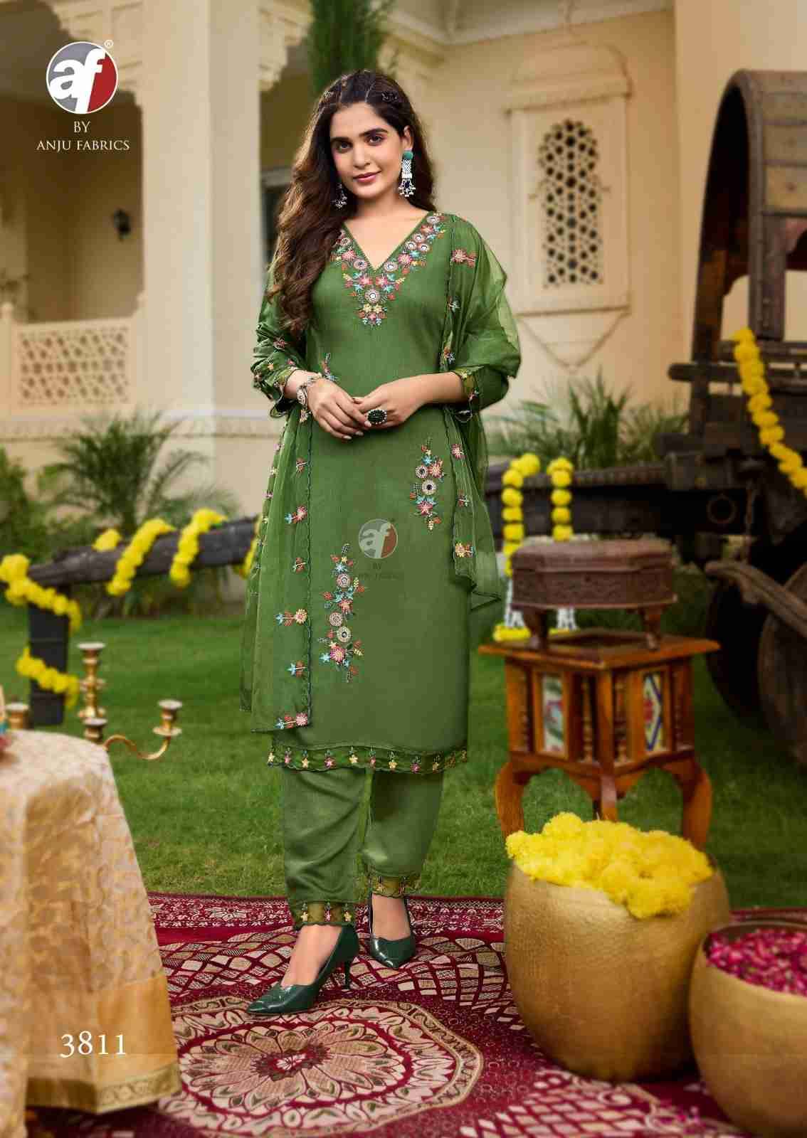 Tyohar Vol-2 By Anju Fabrics 3811 To 3816 Series Beautiful Suits Colorful Stylish Fancy Casual Wear & Ethnic Wear Pure Viscose Organza Dresses At Wholesale Price