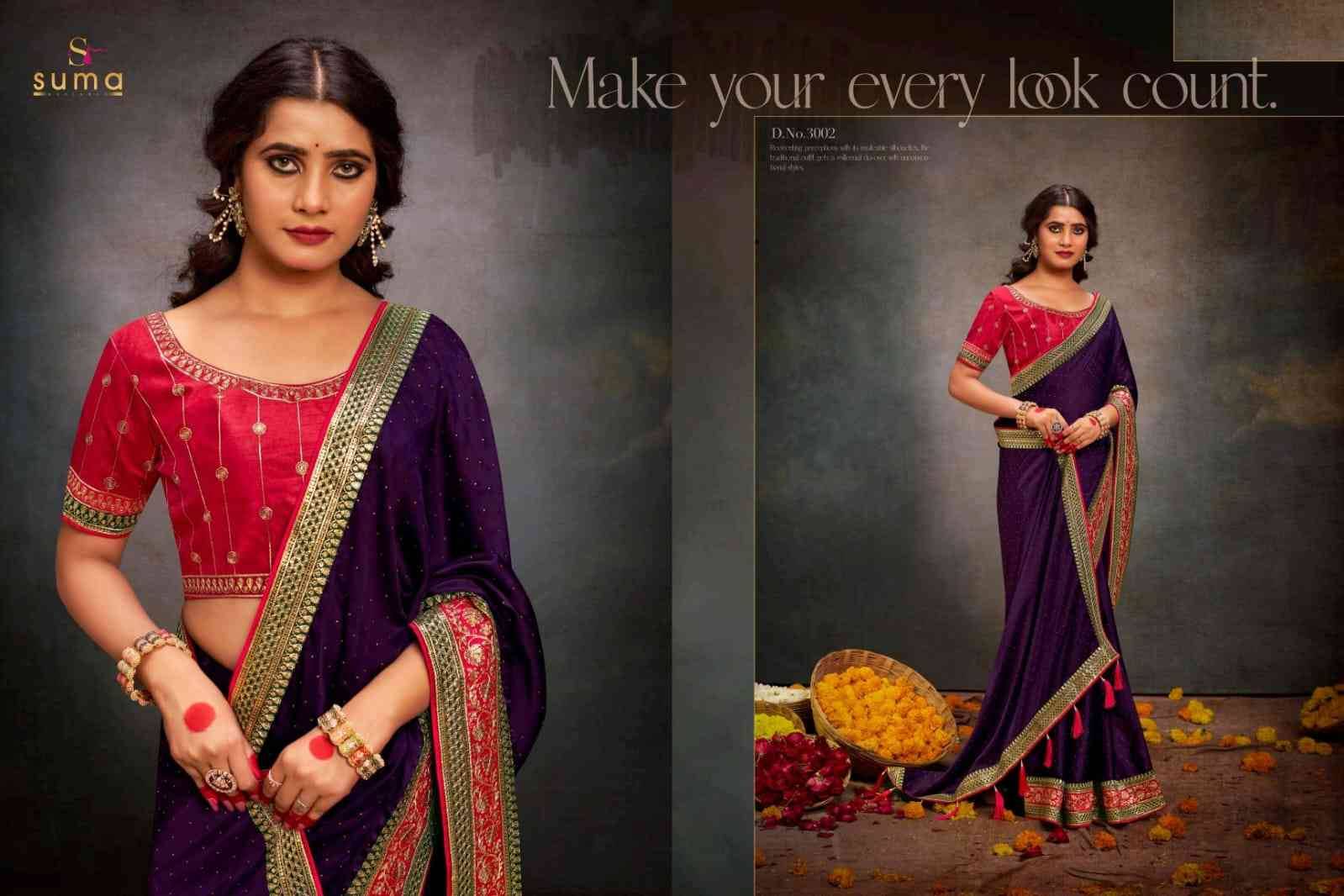 Silk Sanchi By Suma 3001 To 3009 Series Indian Traditional Wear Collection Beautiful Stylish Fancy Colorful Party Wear & Occasional Wear Satin Sarees At Wholesale Price