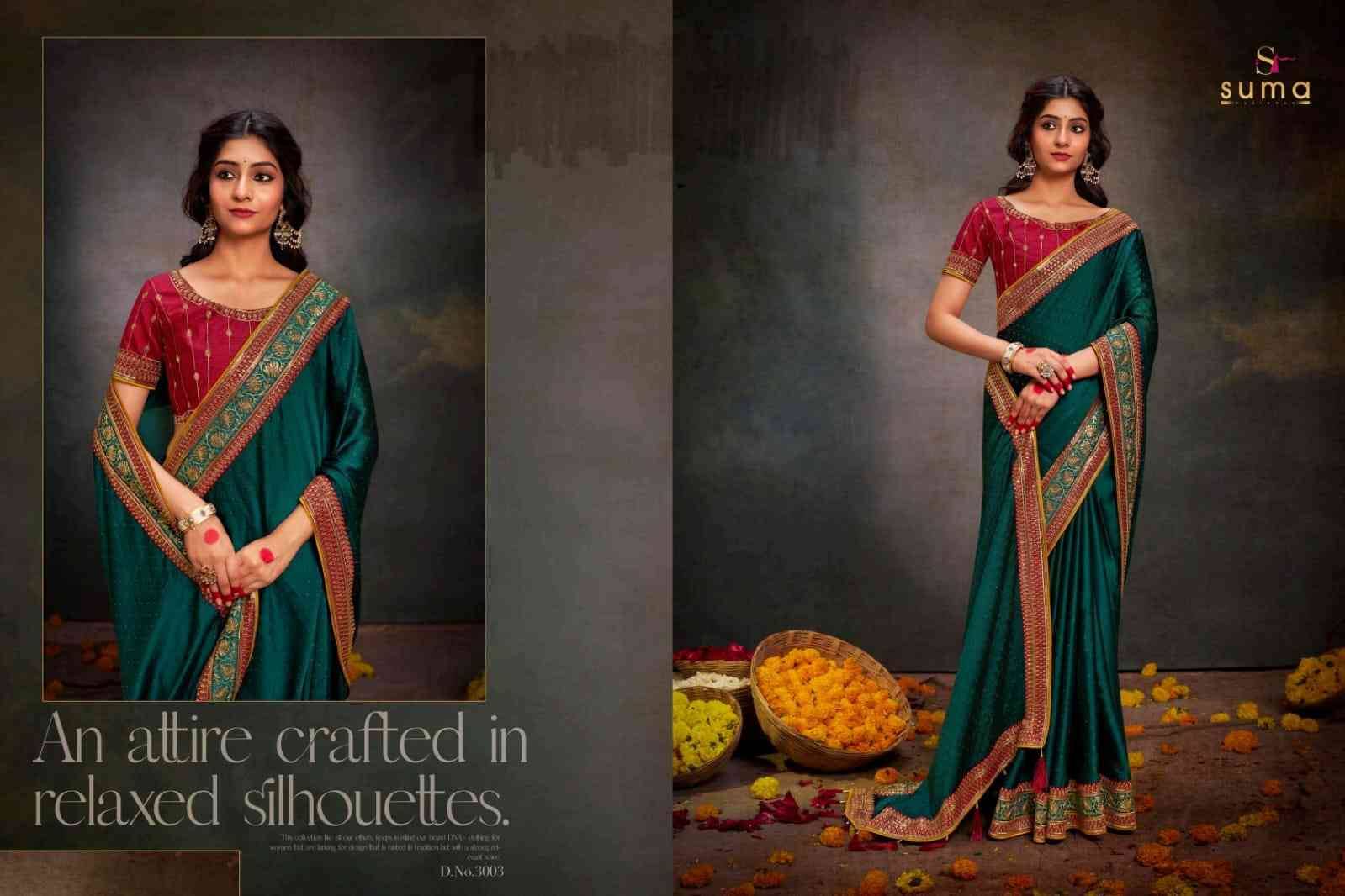 Silk Sanchi By Suma 3001 To 3009 Series Indian Traditional Wear Collection Beautiful Stylish Fancy Colorful Party Wear & Occasional Wear Satin Sarees At Wholesale Price