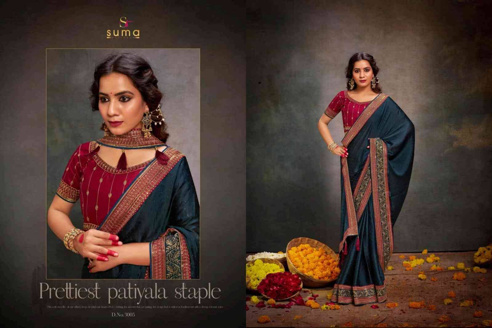 Silk Sanchi By Suma 3001 To 3009 Series Indian Traditional Wear Collection Beautiful Stylish Fancy Colorful Party Wear & Occasional Wear Satin Sarees At Wholesale Price