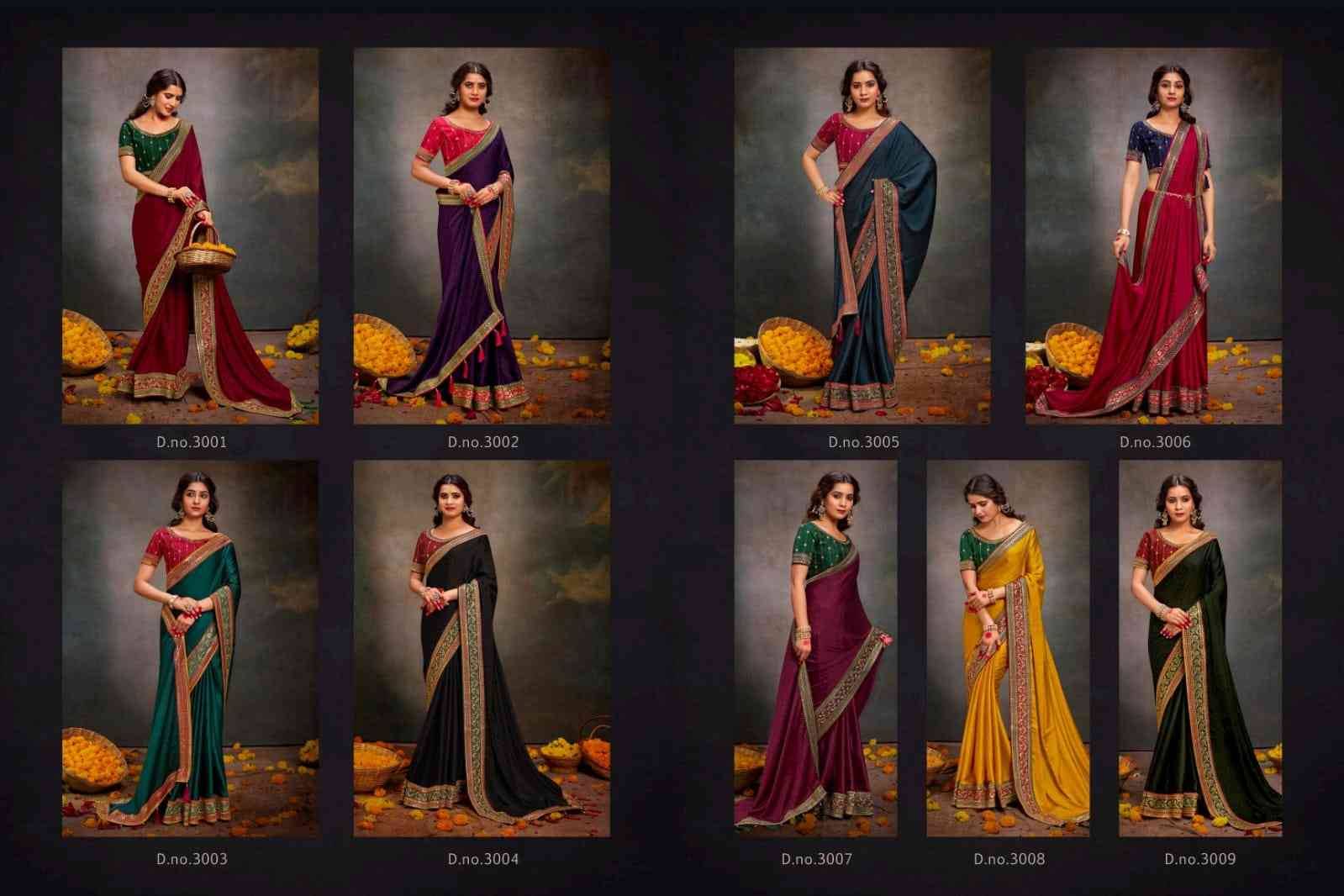 Silk Sanchi By Suma 3001 To 3009 Series Indian Traditional Wear Collection Beautiful Stylish Fancy Colorful Party Wear & Occasional Wear Satin Sarees At Wholesale Price