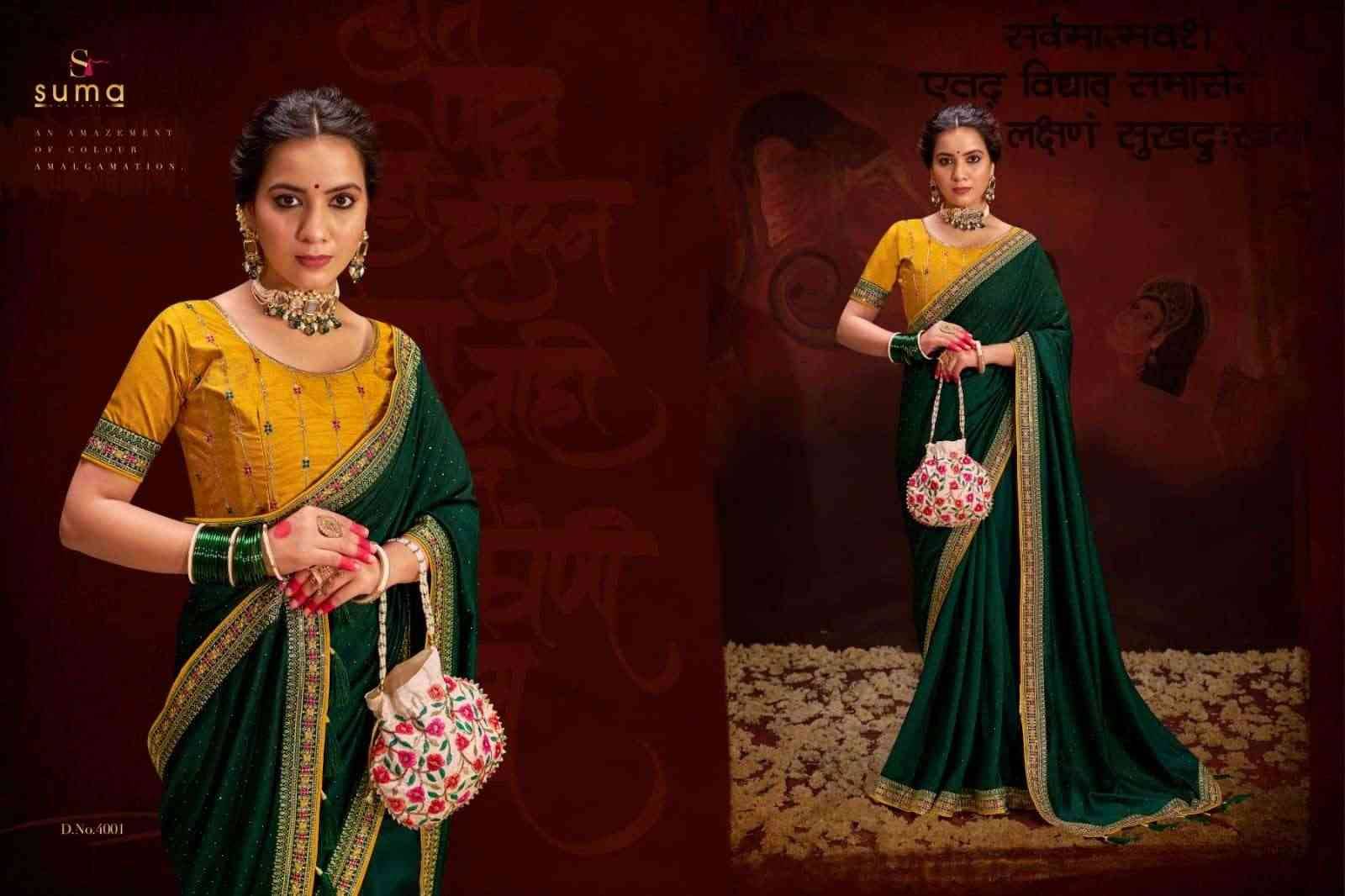 Aayushi By Suma 4001 To 4009 Series Indian Traditional Wear Collection Beautiful Stylish Fancy Colorful Party Wear & Occasional Wear Vichitra Silk Sarees At Wholesale Price