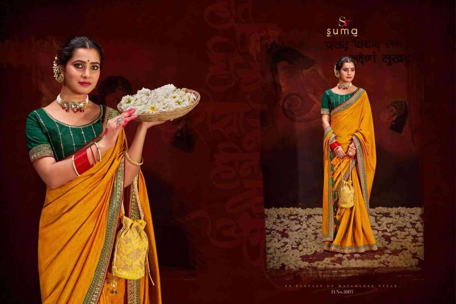 Aayushi By Suma 4001 To 4009 Series Indian Traditional Wear Collection Beautiful Stylish Fancy Colorful Party Wear & Occasional Wear Vichitra Silk Sarees At Wholesale Price