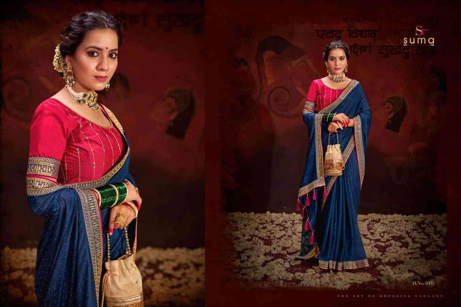 Aayushi By Suma 4001 To 4009 Series Indian Traditional Wear Collection Beautiful Stylish Fancy Colorful Party Wear & Occasional Wear Vichitra Silk Sarees At Wholesale Price