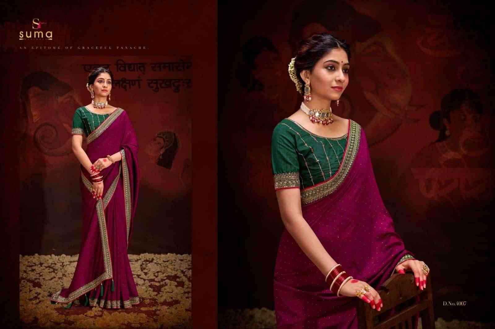 Aayushi By Suma 4001 To 4009 Series Indian Traditional Wear Collection Beautiful Stylish Fancy Colorful Party Wear & Occasional Wear Vichitra Silk Sarees At Wholesale Price