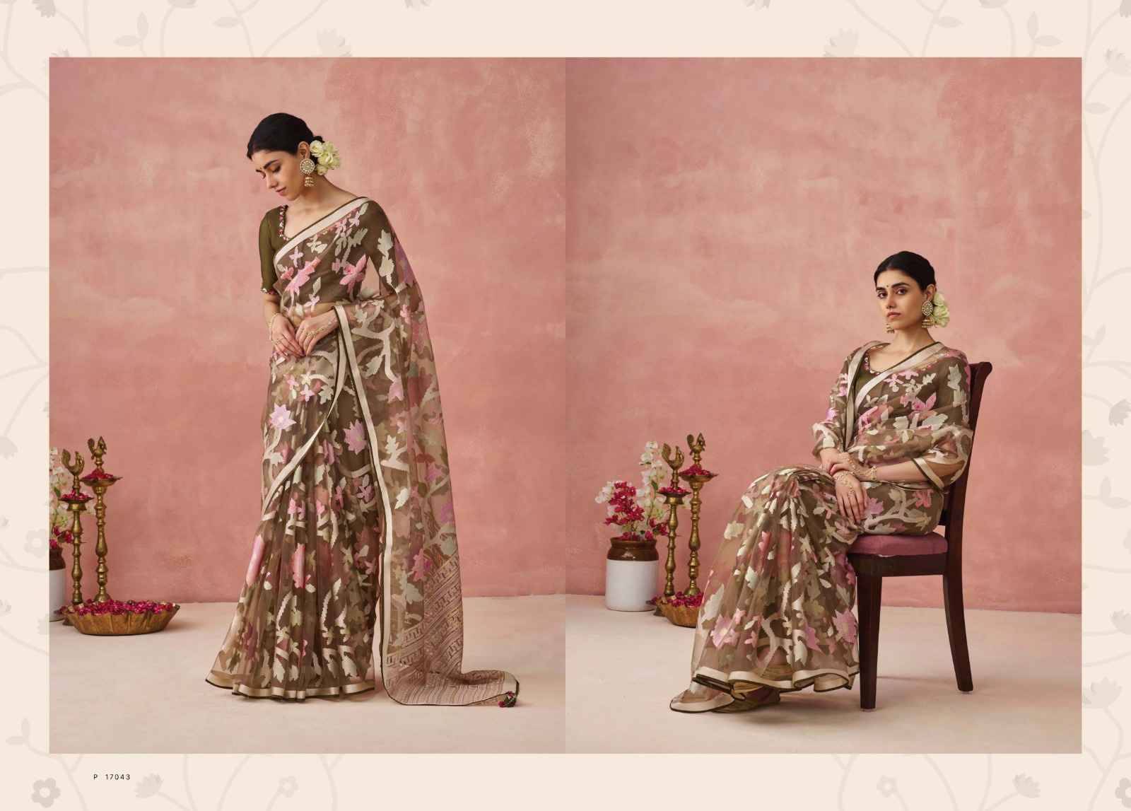 Meera Vol-15 By Kimora Fashion 17041 To 17051 Series Indian Traditional Wear Collection Beautiful Stylish Fancy Colorful Party Wear & Occasional Wear Organza Brasso Sarees At Wholesale Price