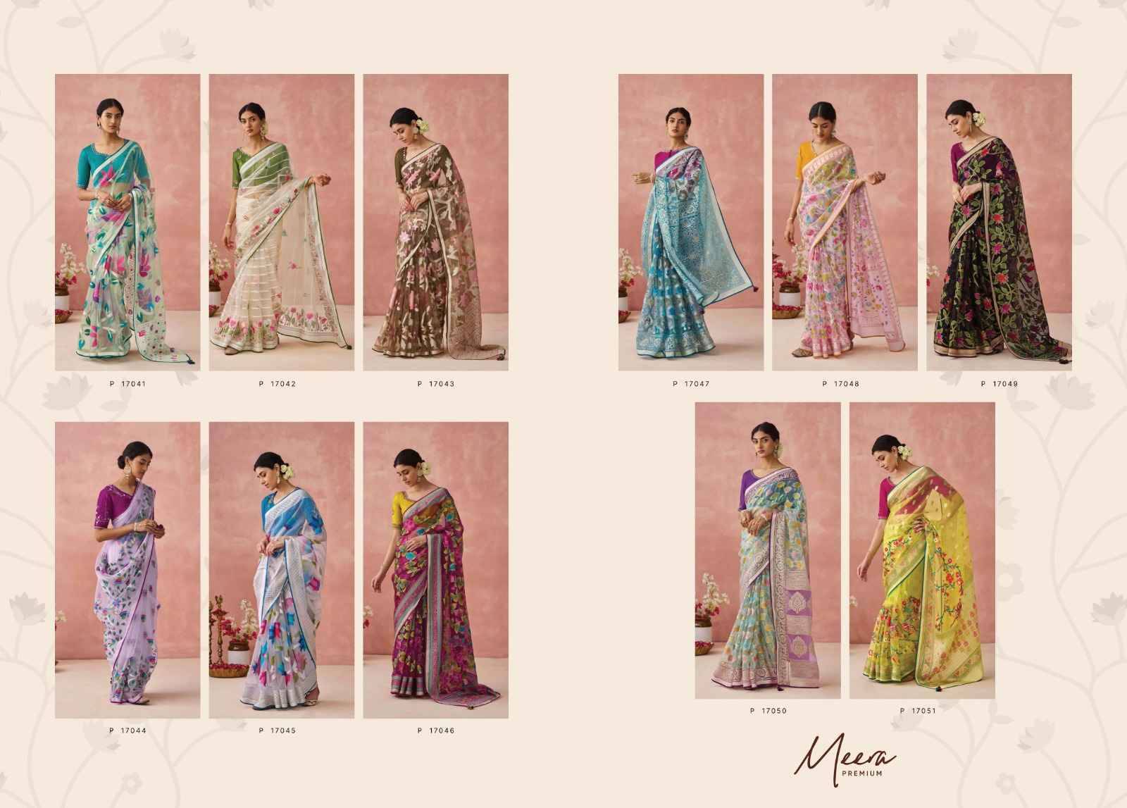 Meera Vol-15 By Kimora Fashion 17041 To 17051 Series Indian Traditional Wear Collection Beautiful Stylish Fancy Colorful Party Wear & Occasional Wear Organza Brasso Sarees At Wholesale Price